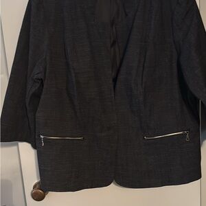 Roz & Ali Charcoal Blazer with Silver Zipper Accents